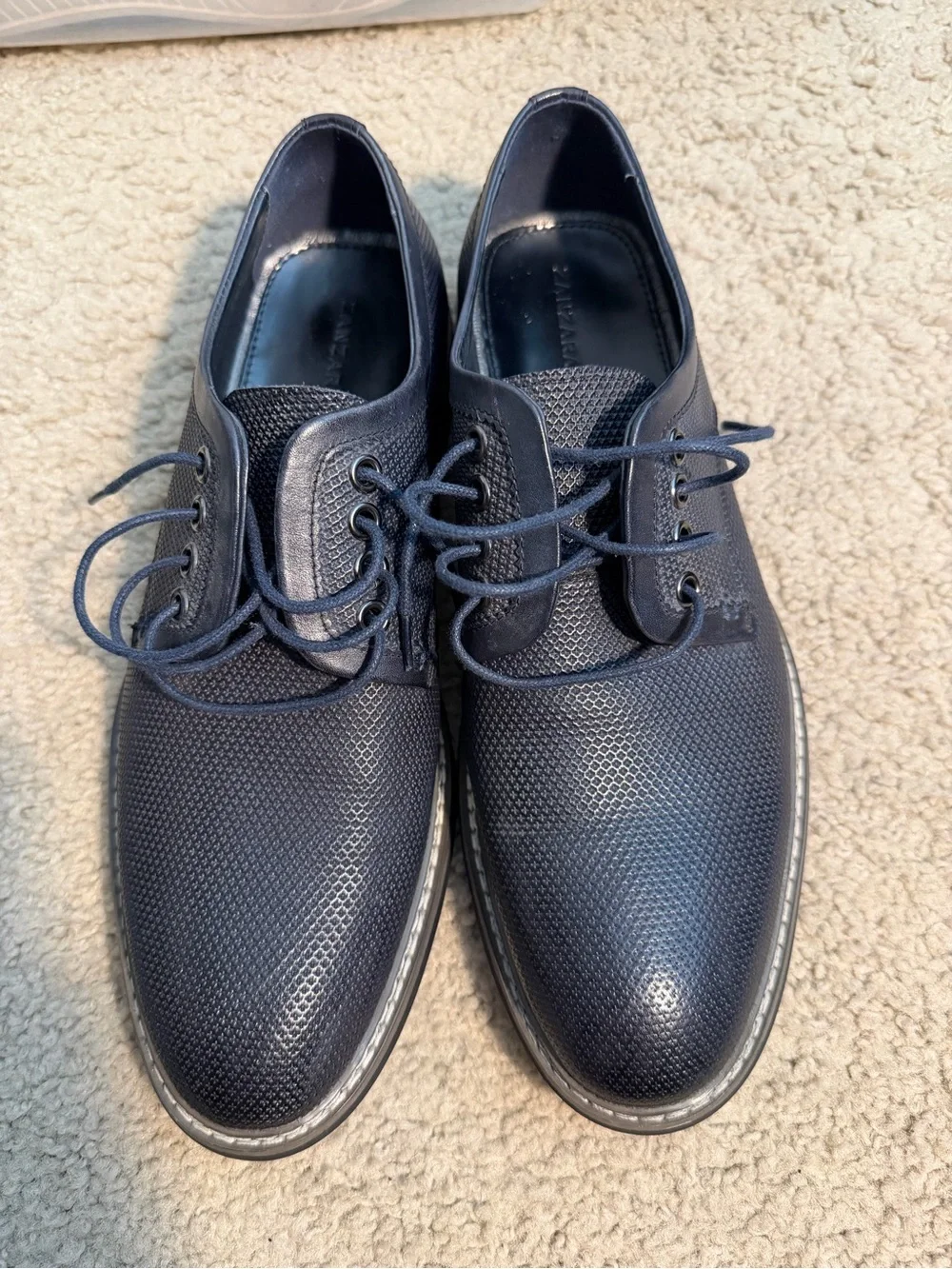 Zanzara Men’s Navy Textured Lace-Up Dress Shoes